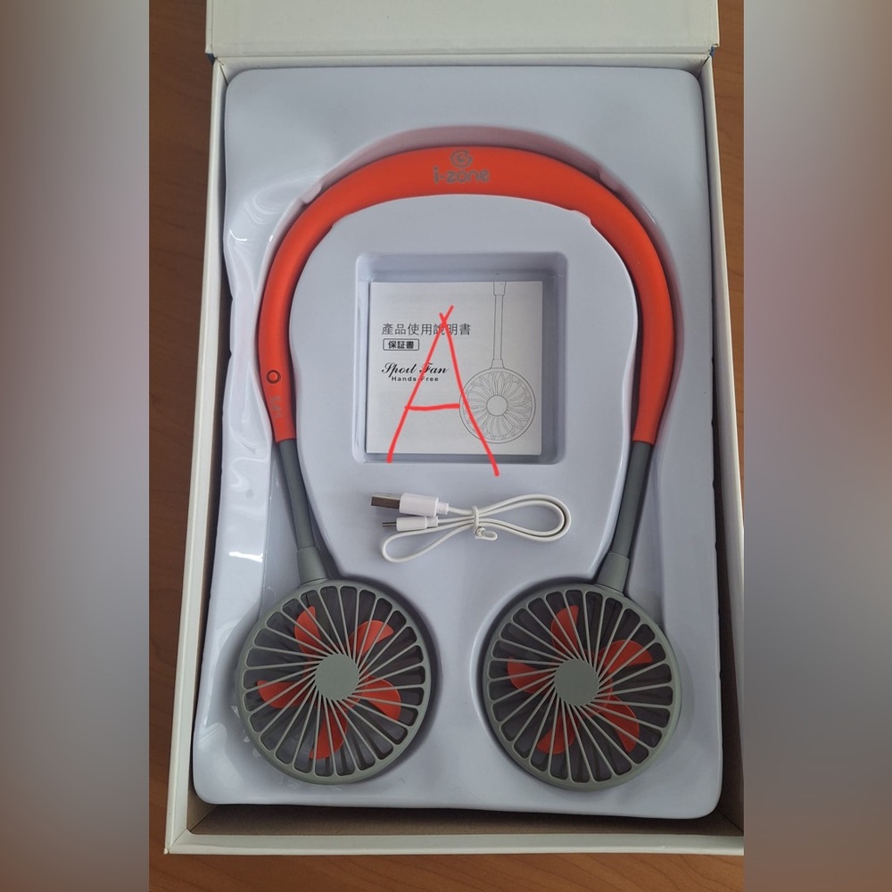Portable Neck Fan in Orange and Gray